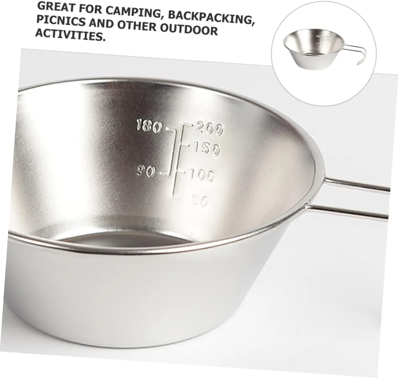 BESPORTBLE Stainless Steel Salad Bowl Cups Water Portable Outdoor Camping Foldable Bowl Camping Mug Camping