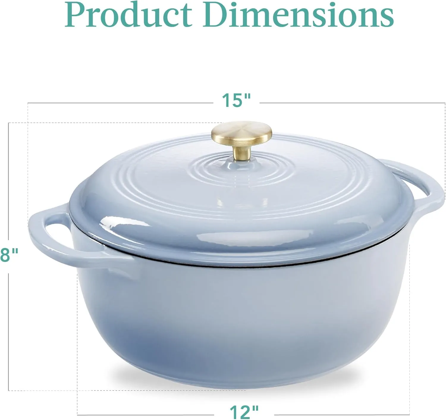 Best Choice Products 7.5 Quart Enamel Cast-Iron Round Dutch Oven, Family Style Heavy-Duty Pre-Seasoned Cookware for Home, Kitchen, Dining Room, Oven Safe w/Lid, Dual Handles - Cornflower Blue