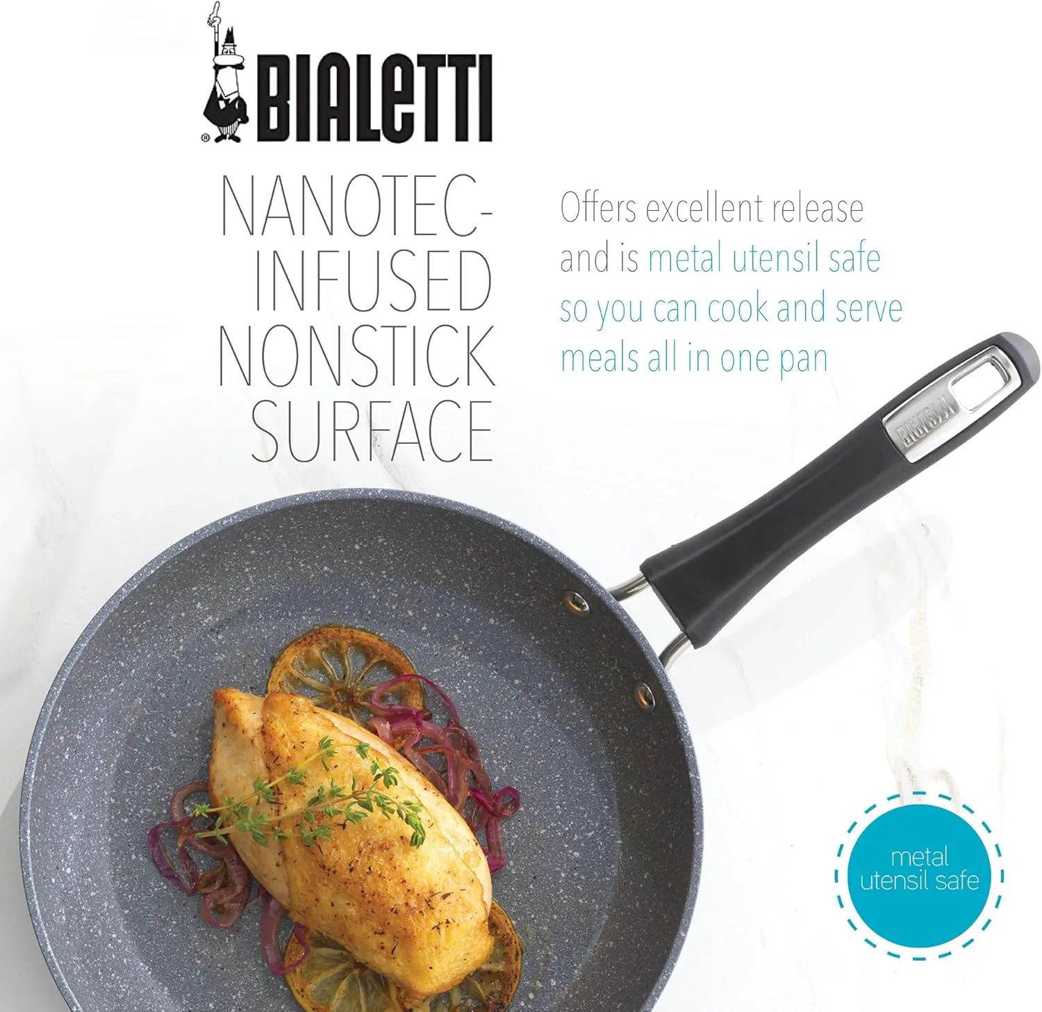 Bialetti Impact Textured Nonstick Oven-Safe 10in Frying Pan, Gray