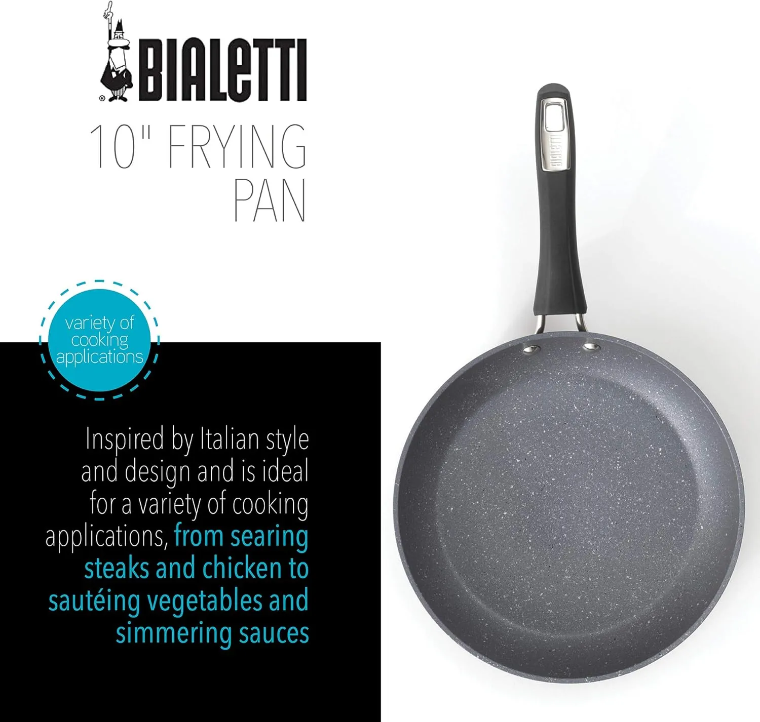 Bialetti Impact Textured Nonstick Oven-Safe 10in Frying Pan, Gray