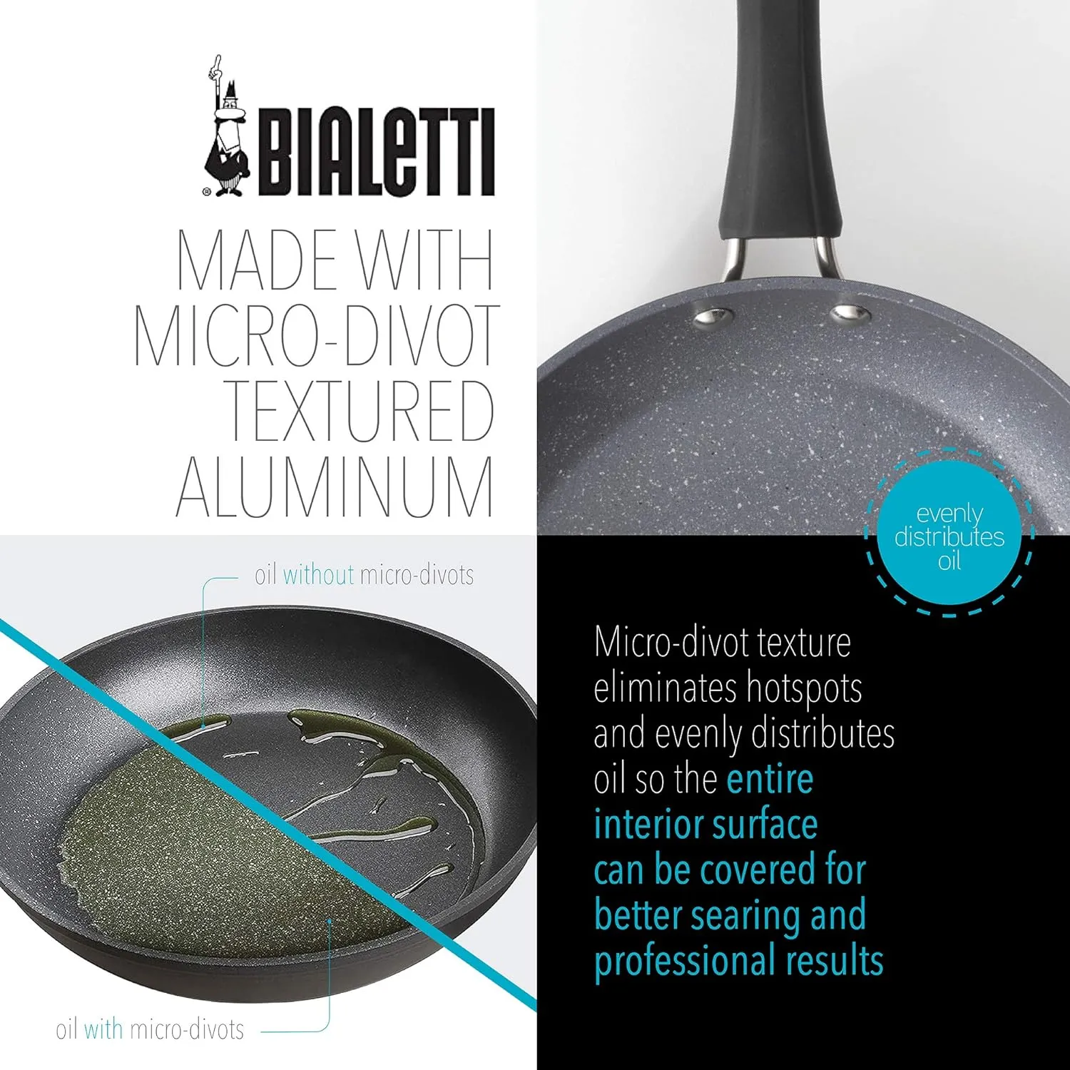 Bialetti Impact Textured Nonstick Oven-Safe 10in Frying Pan, Gray