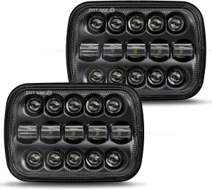 BICYACO DOT 110W 5x7 7x6 Inch Led Headlights Hi/Low Led Sealed Beam Headlamp Compatible with Jeep Wrangler YJ Cherokee XJ Kenworth T300 1997-2010 H4 Plug H6054 H5054 6054 6052 (Black)