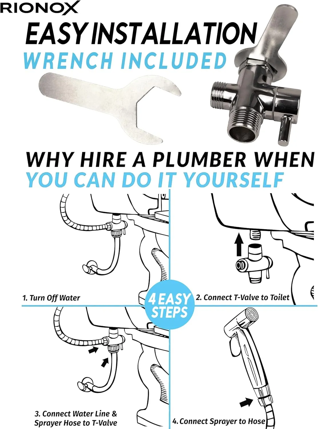 Bidet Sprayer - Adjustable Water Pressure Jet for Toilet, Handheld Bidet for Toilet, Easy Installation, Quality Stainless Steel, Durable Internals, Leakproof Design (Brushed Nickel)