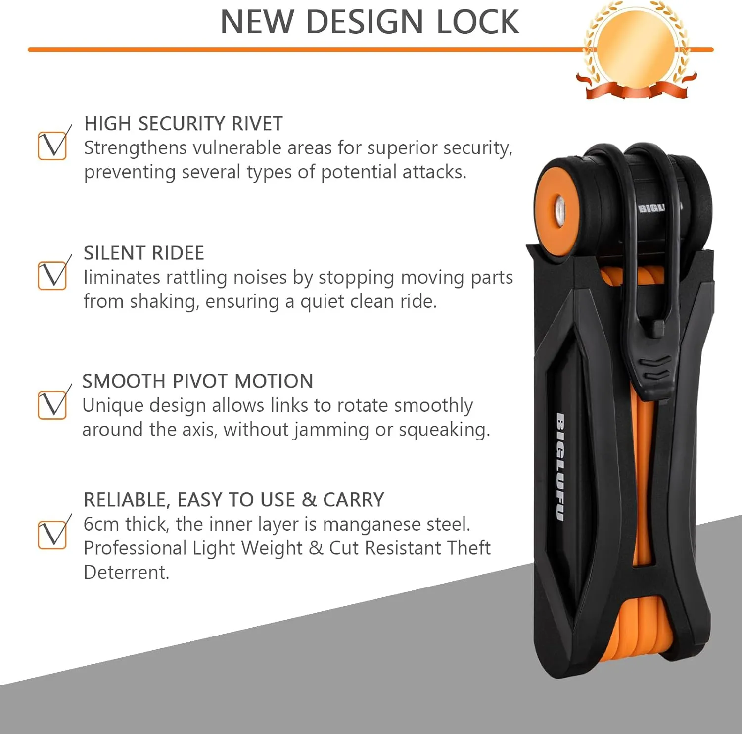BIGLUFU Bike Lock Bicycle Scooter Motorcycle Folding Locks with 4Keys, Fold Chain Heavy Duty Alloy Steel Foldable Lock with Mounting Bracket 2pc Straps, 86cm/34 Unfolding, 1.92 lbs