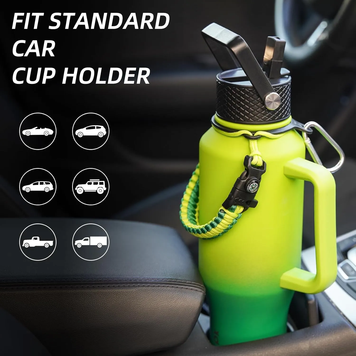 BJPKPK Insulated Water Bottles with Straw Lid, 35oz Metal Water Bottle with 2 lids & Paracord Strap, Double Wall Stainless Steel Tumbler with Handle, Reusable Cups, Mugs, Thermos, Sky