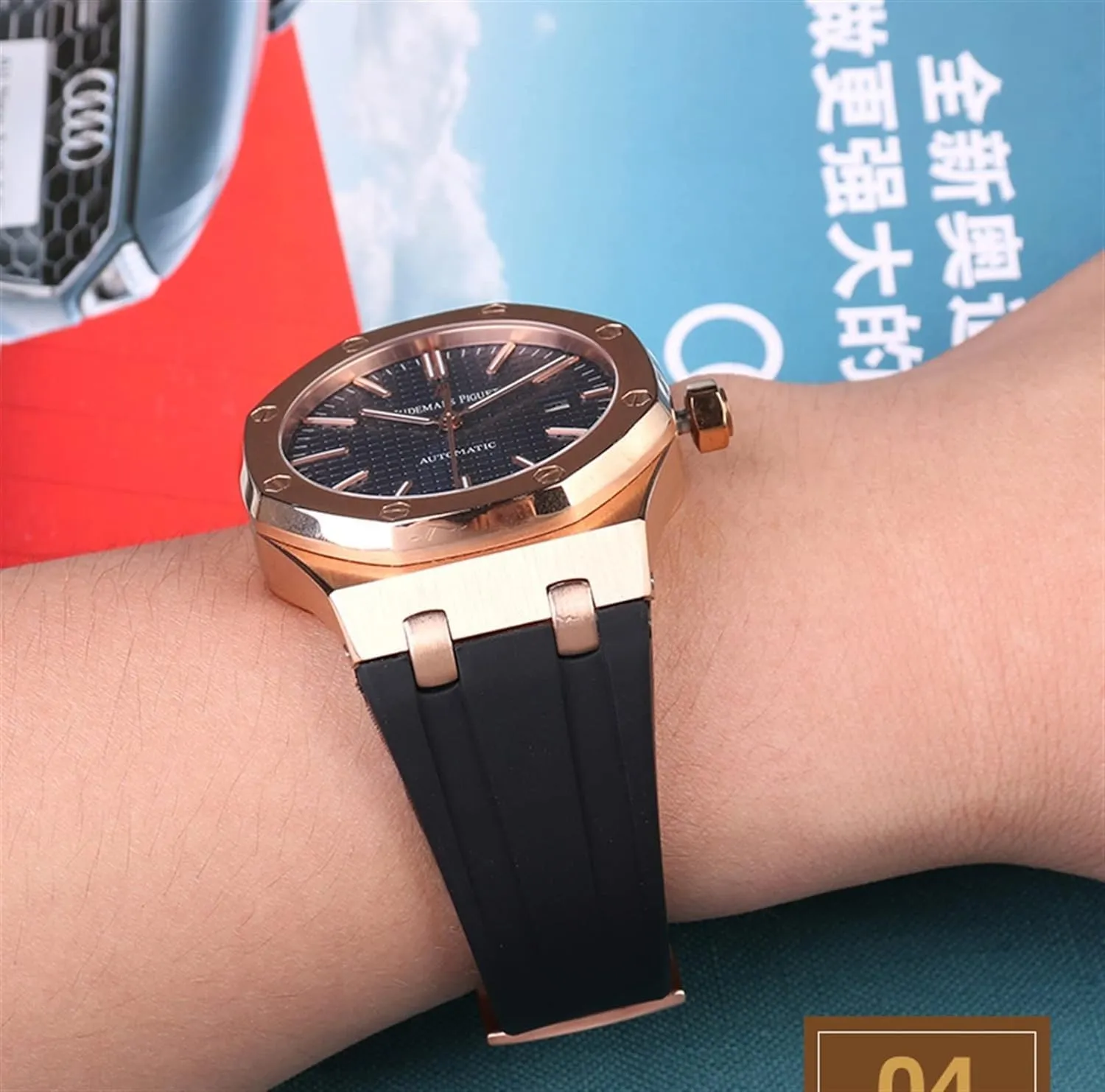 Black rubber Watchband For Audemars for Piguet Watch Strap for AP Band Men's Bracelet with butterfly buckle