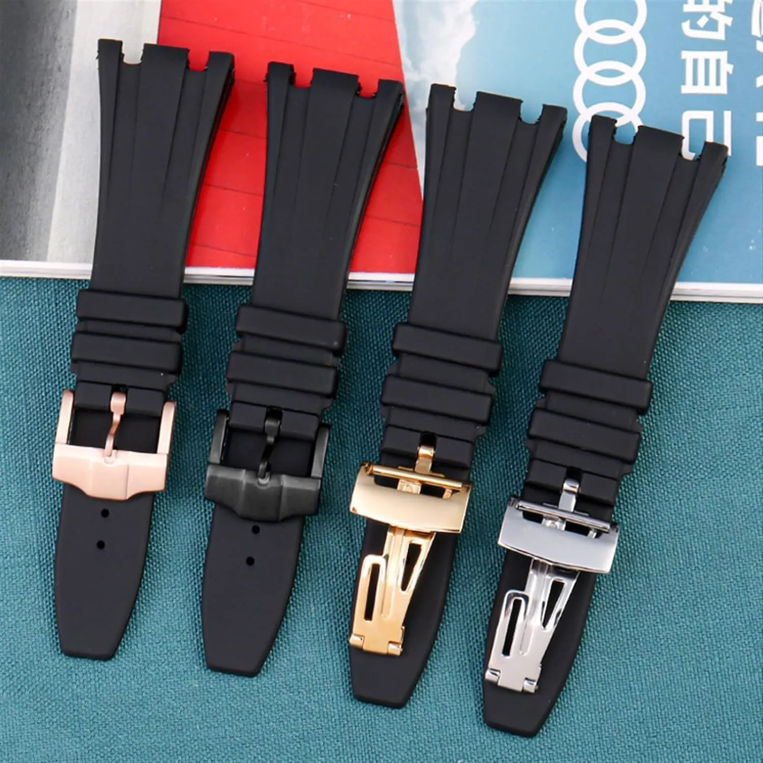 Black rubber Watchband For Audemars for Piguet Watch Strap for AP Band Men's Bracelet with butterfly buckle