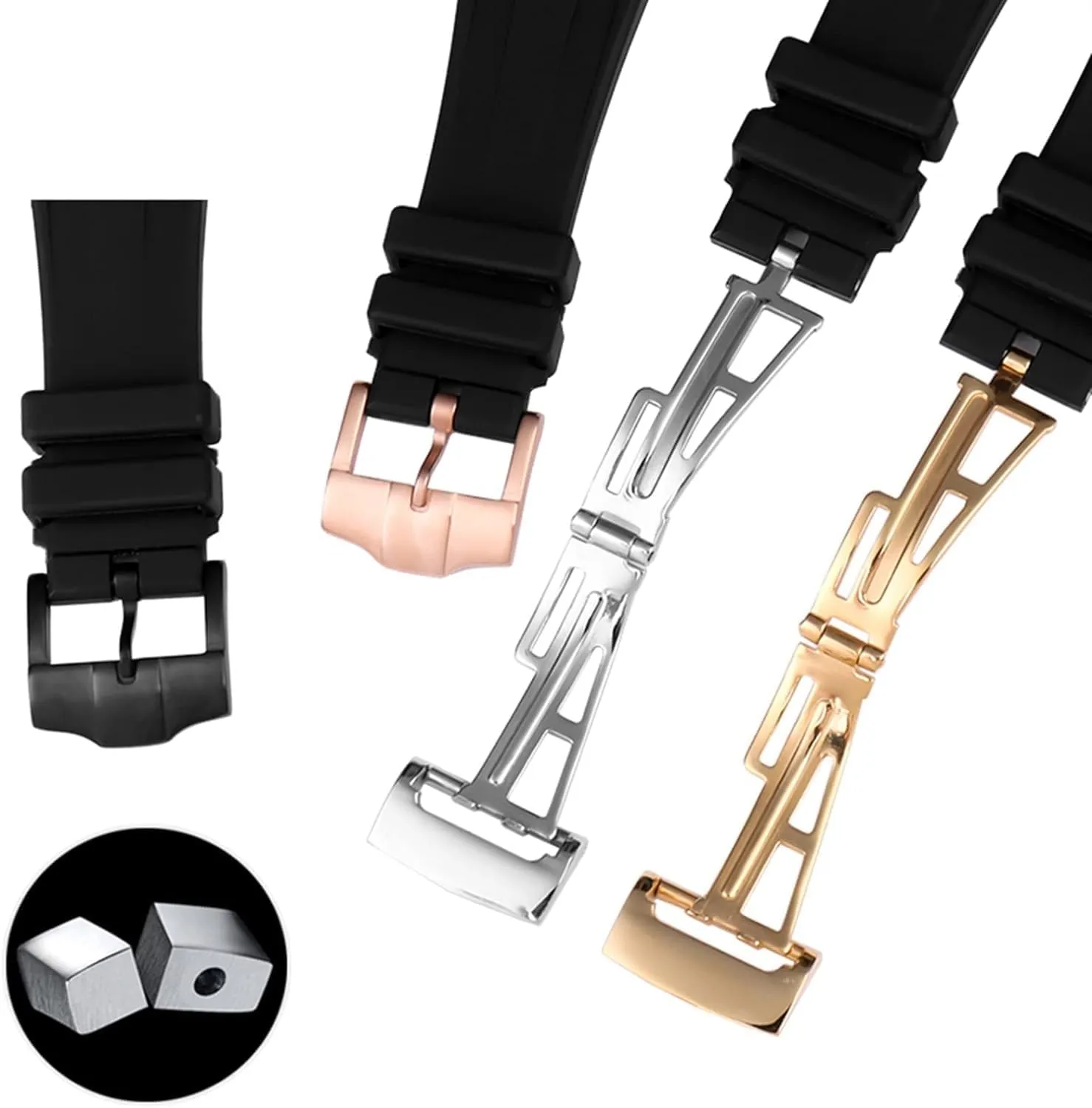 Black rubber Watchband For Audemars for Piguet Watch Strap for AP Band Men's Bracelet with butterfly buckle