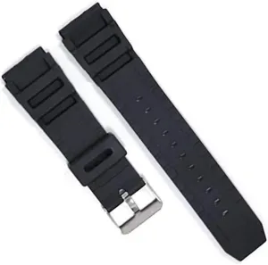 Black Sports Diving Rubber Watch Strap for Men with Silver Stainless Steel Buckle Replacement Silicone Watchband