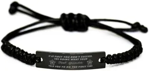 Black Stainless Steel Handmade Bracelets Adjustable Cord Inspirational, Tool Grinder If at first you don't succeed, try doing what your athletic trainer told you to do the first time.