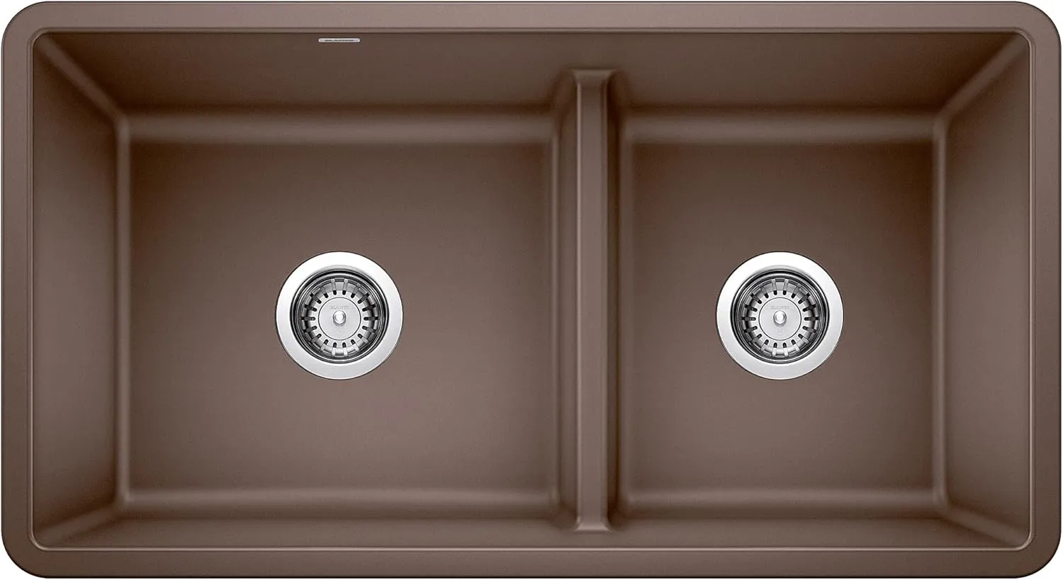 BLANCO 442528 Precis Silgranit 60/40 Double Bowl Reversible Undermount Kitchen Sink with Low Divide, Café