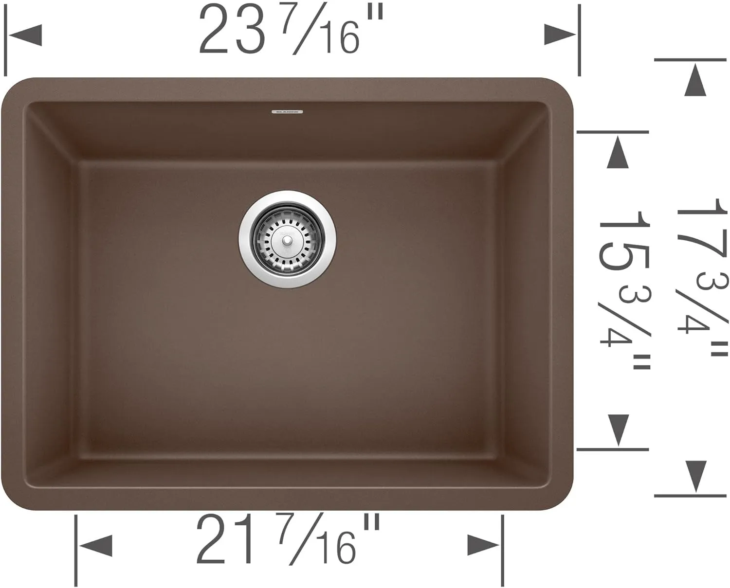 BLANCO 522258 Precis 24" Single Bowl-Anthracite Sink, 23.44" L X 17.75" W for 27" Cabinet