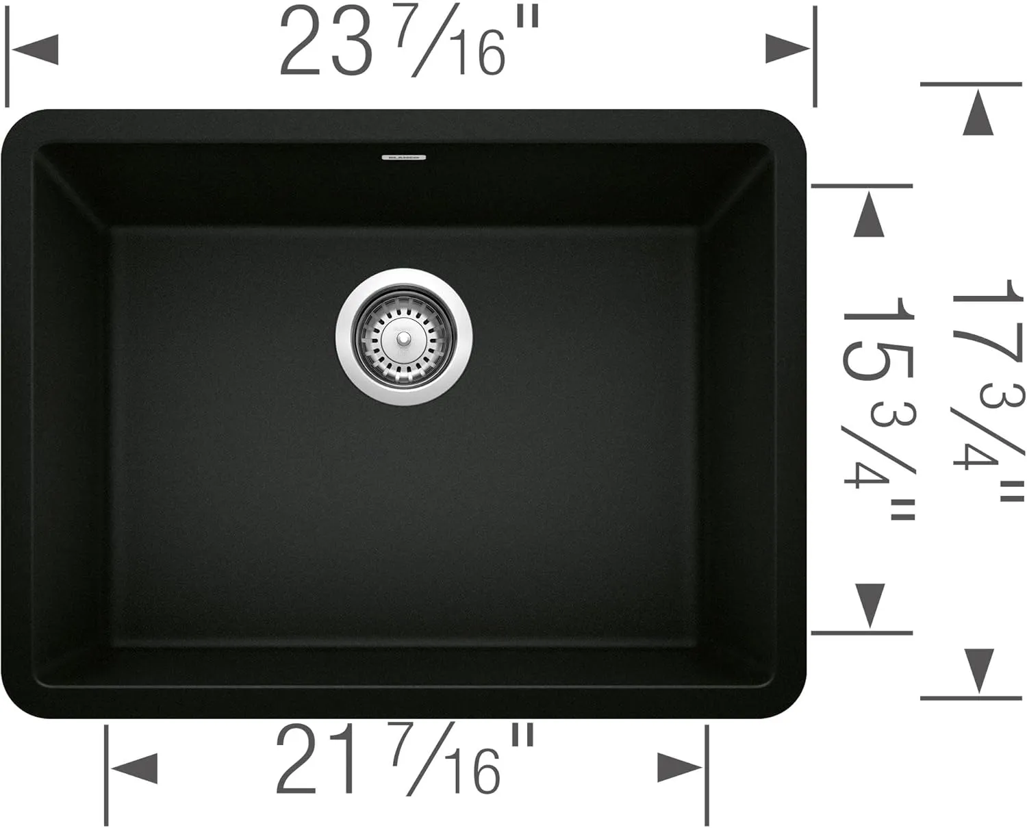 BLANCO 522258 Precis 24" Single Bowl-Anthracite Sink, 23.44" L X 17.75" W for 27" Cabinet