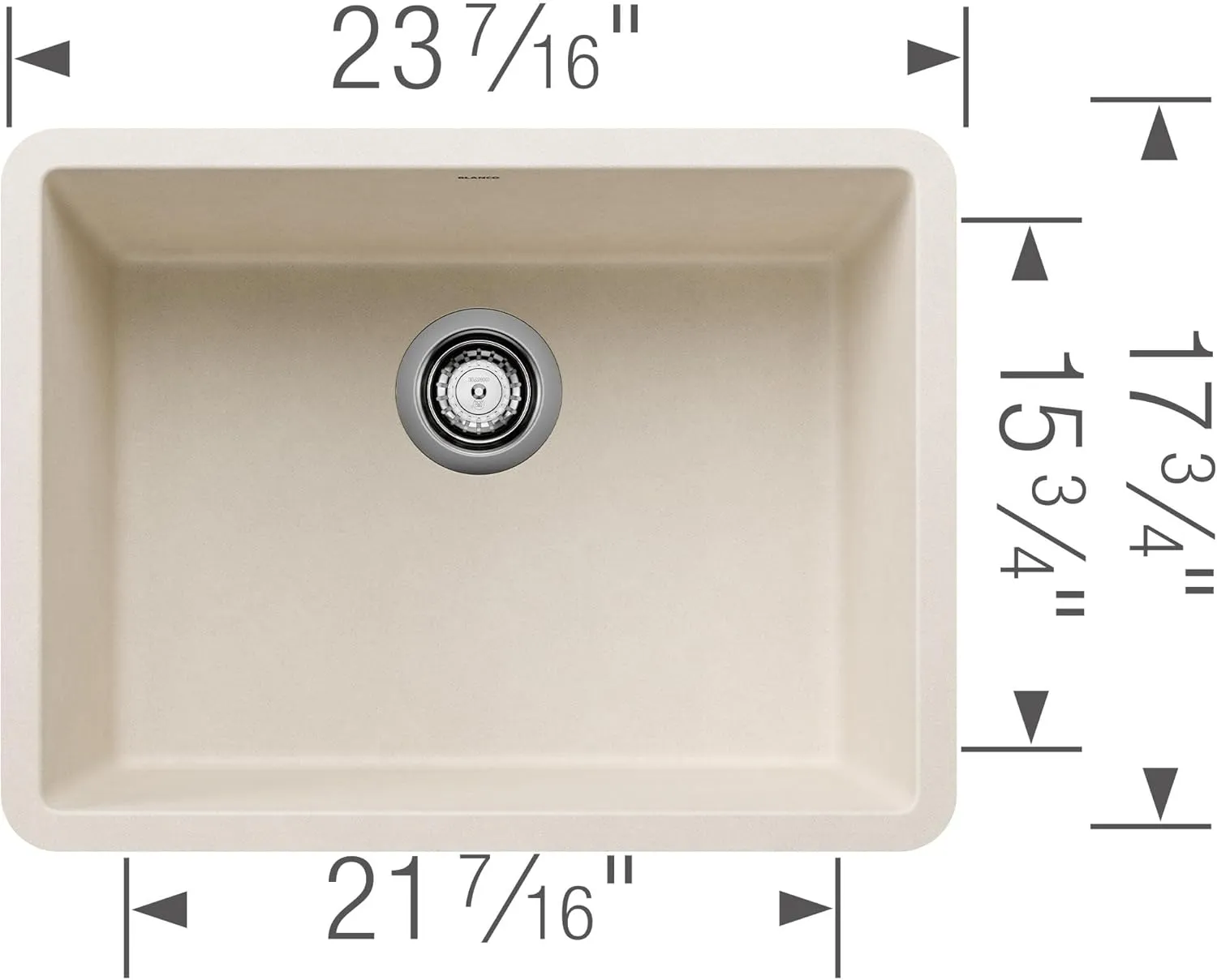 BLANCO 522258 Precis 24" Single Bowl-Anthracite Sink, 23.44" L X 17.75" W for 27" Cabinet