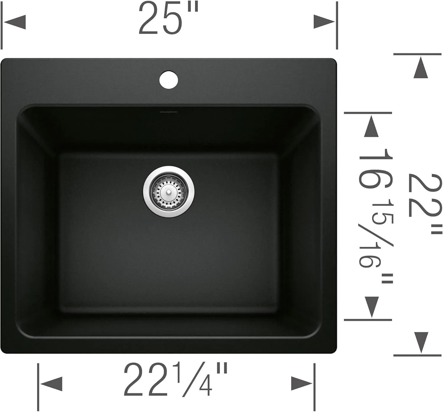 BLANCO LIVEN SILGRANIT Drop-In or Undermount Utility Laundry Sink, 25x22x12 Coal Black