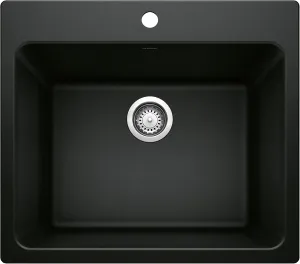 BLANCO LIVEN SILGRANIT Drop-In or Undermount Utility Laundry Sink, 25x22x12 Coal Black