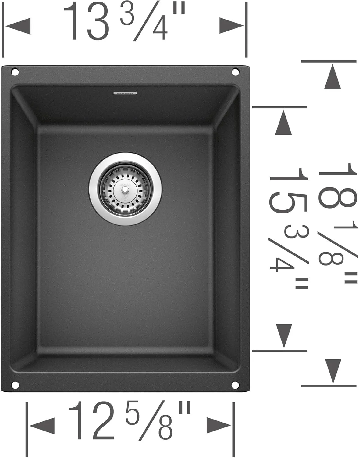 BLANCO Precis Bar/Prep Sink, Coal Black 14 Inch