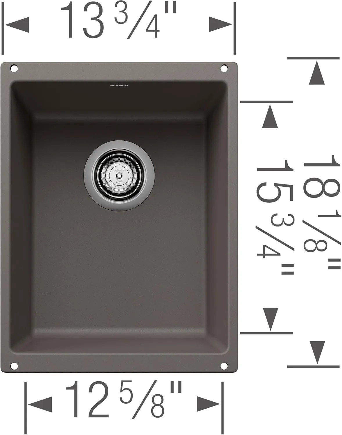 BLANCO Precis Bar/Prep Sink, Coal Black 14 Inch