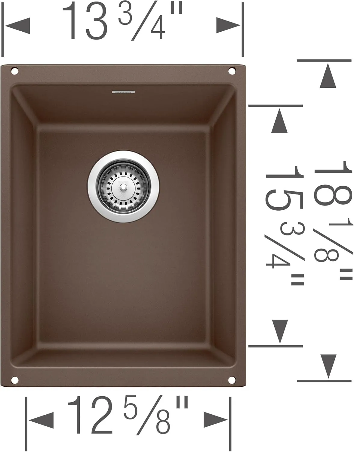 BLANCO Precis Bar/Prep Sink, Coal Black 14 Inch