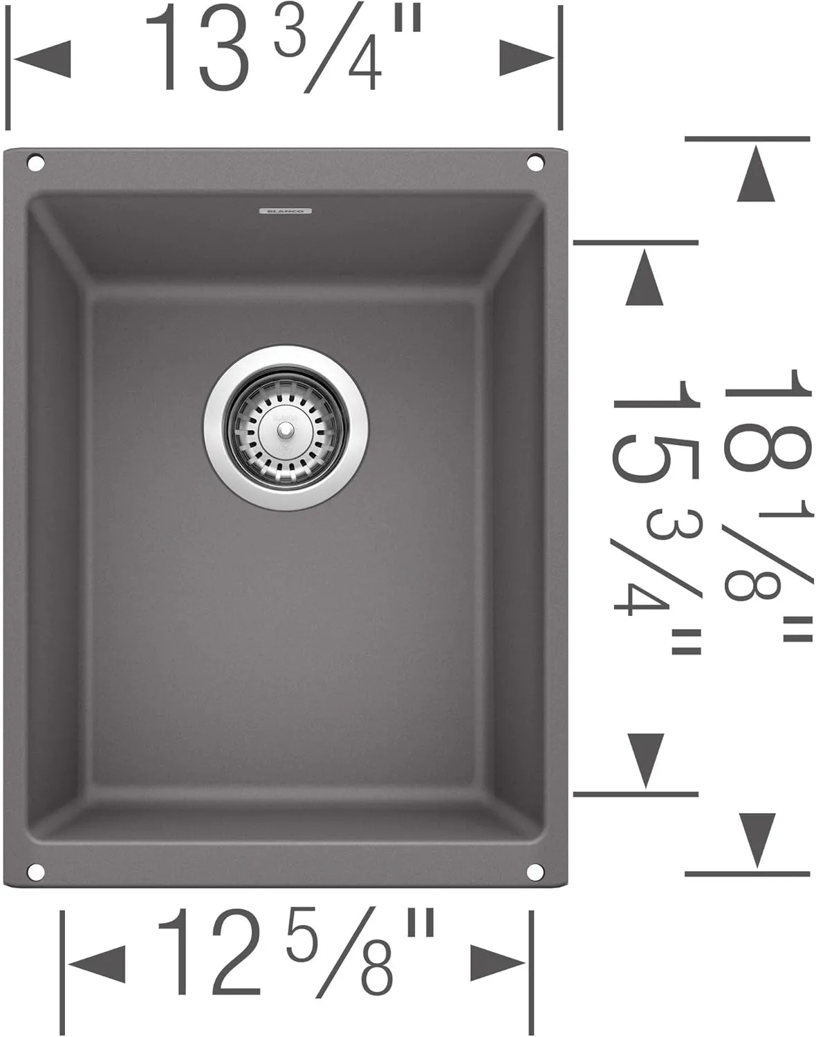 BLANCO Precis Bar/Prep Sink, Coal Black 14 Inch