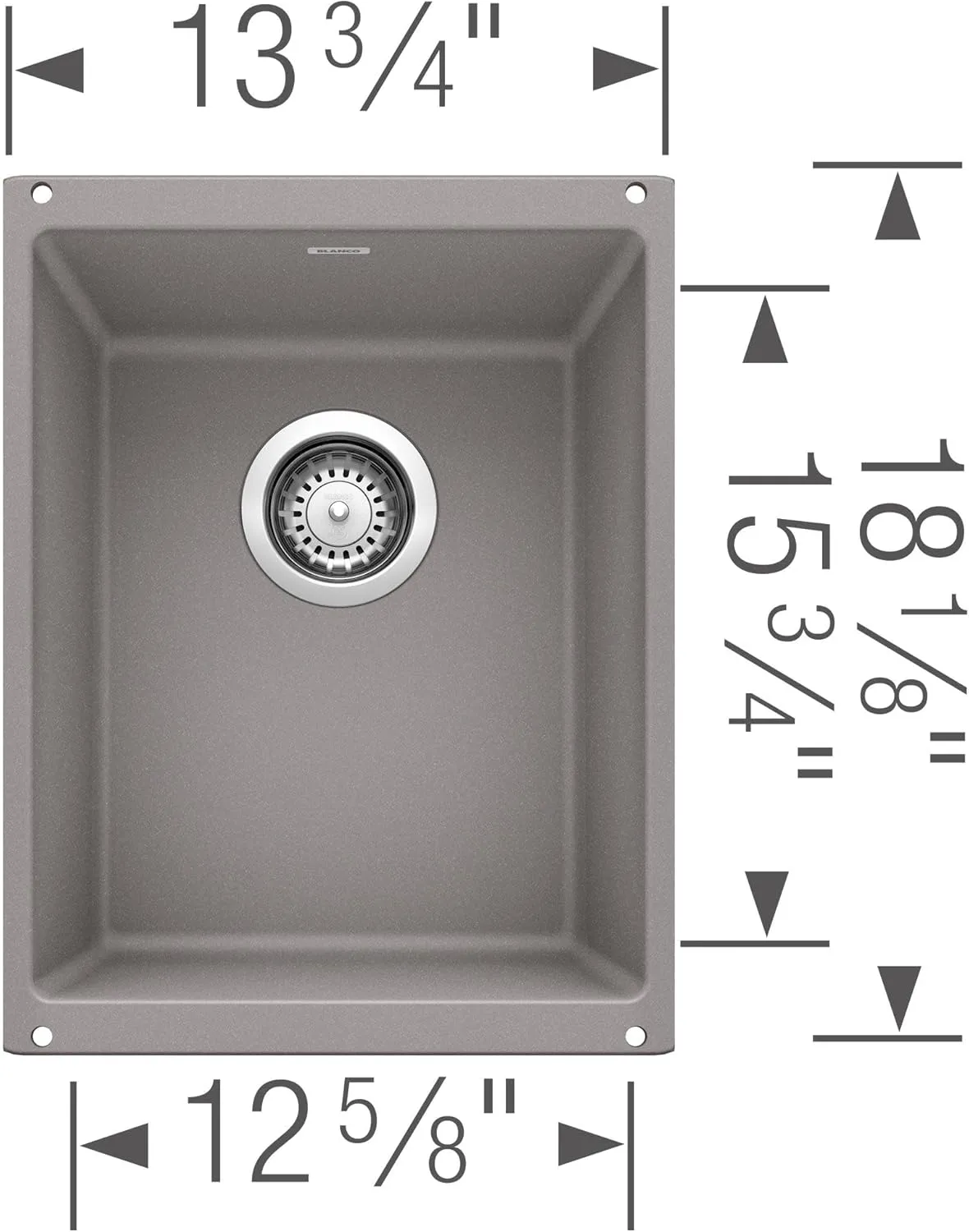 BLANCO Precis Bar/Prep Sink, Coal Black 14 Inch
