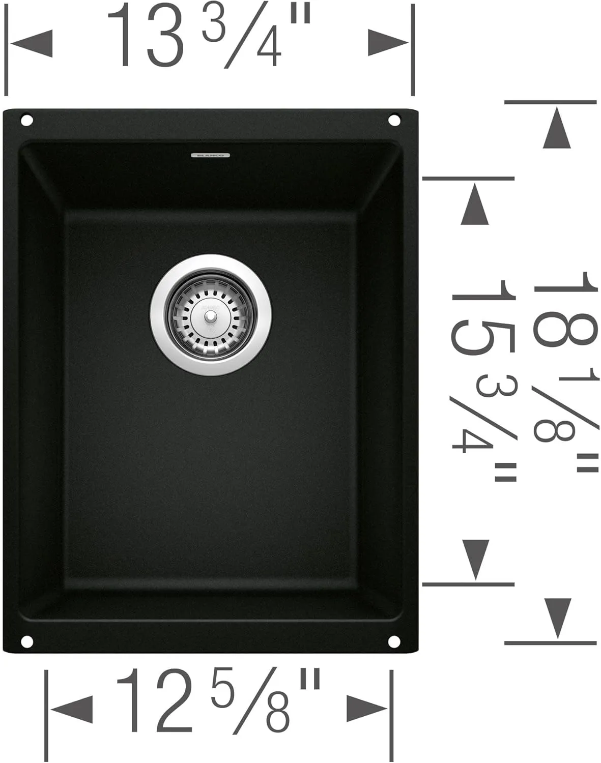 BLANCO Precis Bar/Prep Sink, Coal Black 14 Inch