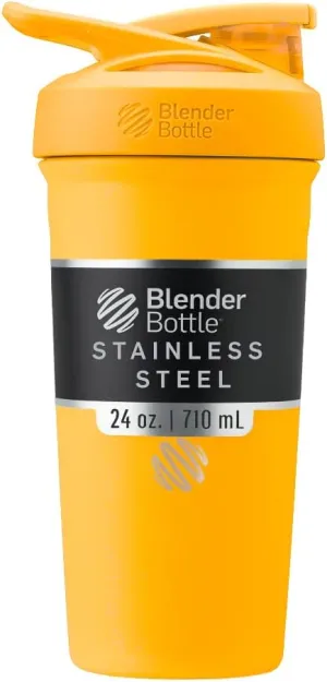 BlenderBottle Strada Shaker Cup Insulated Stainless Steel Water Bottle with Wire Whisk, 24-Ounce, Mango