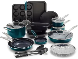 Blue Diamond 20 Piece Cookware Set, Green