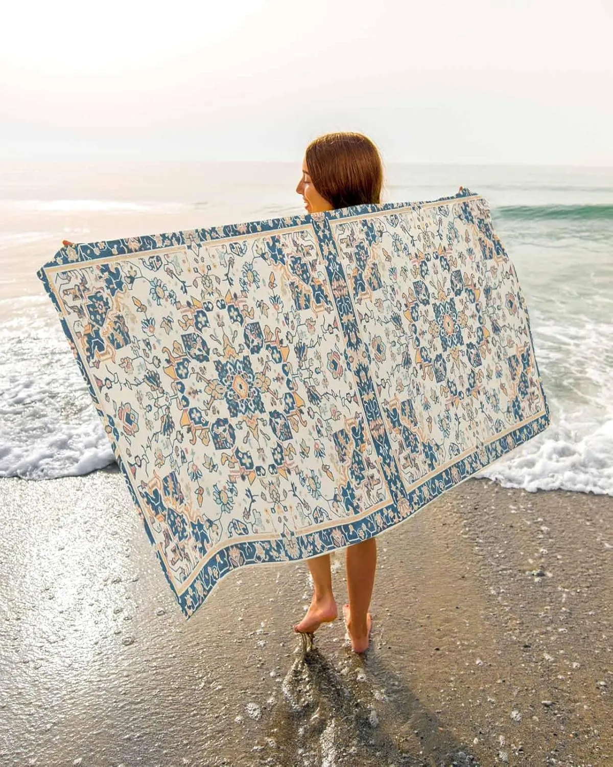 Bohemia Beach Towel 31"x61" Microfiber Beach Towels Oversized Sand Free Quick Dry Beach Towel/Bath Towels/Yoga Towel/Pool Towels/Travel Towel for Women Men Girls Kids-Retro Pattern