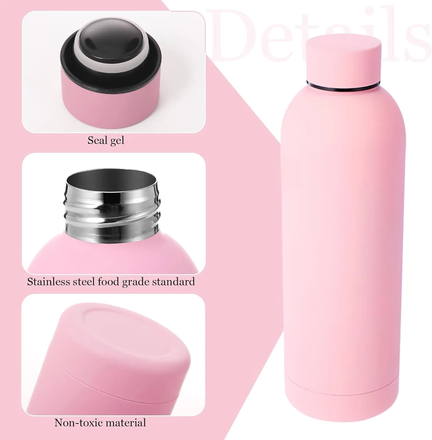 Bokon 10 Pcs Stainless Steel Water Bottle Bulk Double Layer Vacuum 17 oz Small Mouth Sport Insulated Metal Graduation Teacher CNA Gift Reusable Flask Leakproof Lid for Cyclist Runner