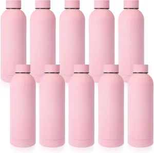 Bokon 10 Pcs Stainless Steel Water Bottle Bulk Double Layer Vacuum 17 oz Small Mouth Sport Insulated Metal Graduation Teacher CNA Gift Reusable Flask Leakproof Lid for Cyclist Runner