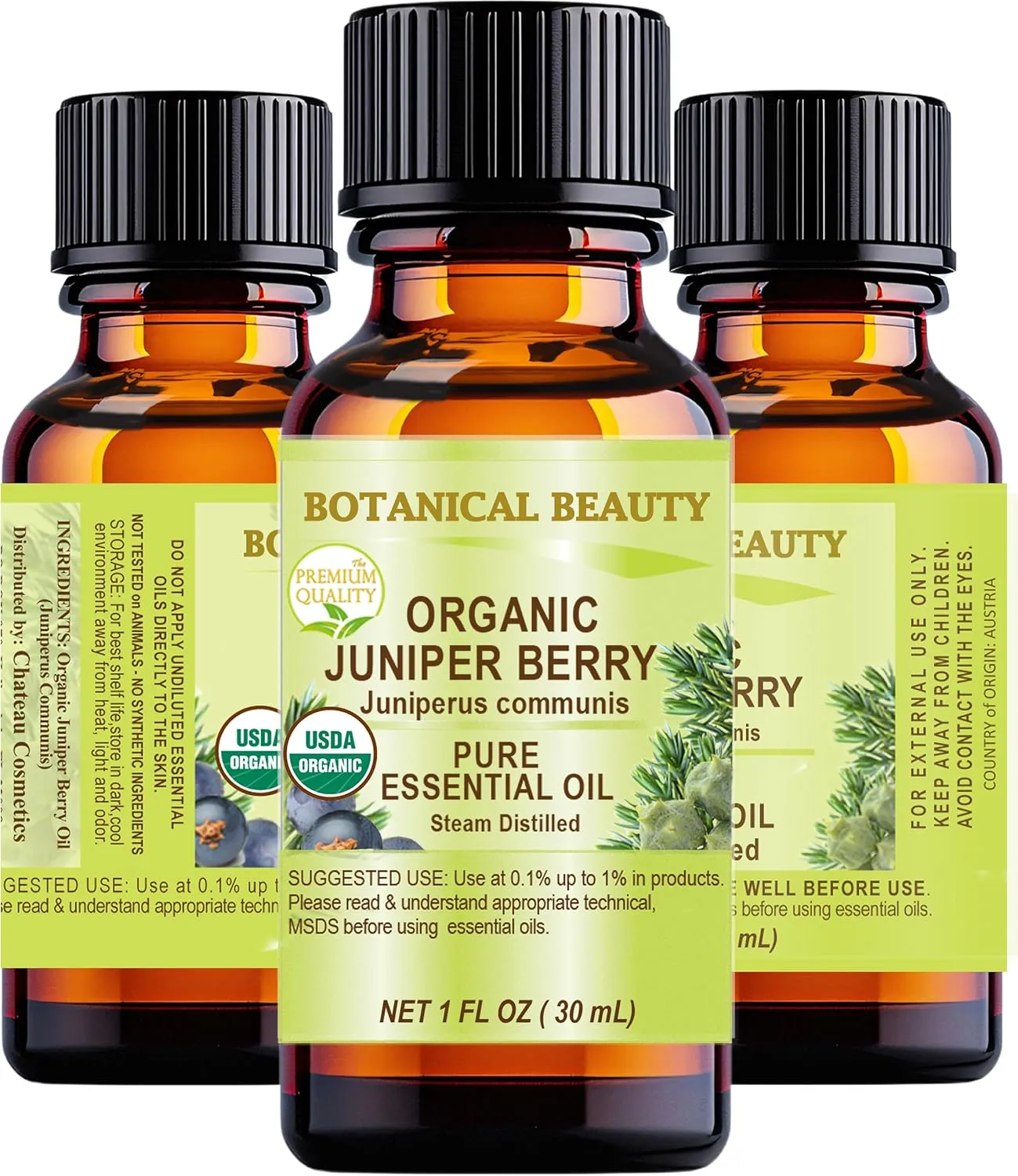 Botanical Beauty Organic Juniper Berry Essential Oil 100% Pure Therapeutic Grade, Premium Quality, Undiluted. 1 Fl Oz - 30 ml