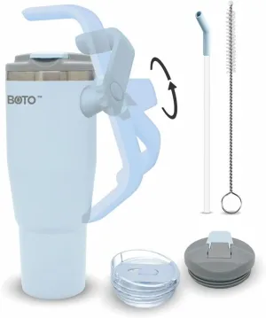 BOTO Tumbler with Handle and Straw | 100% Leak Proof Tumbler, 180° Rotatable Handle, Includes 2 Lids | Water Bottle with Straw, Insulated Tumblers, Stainless Steel