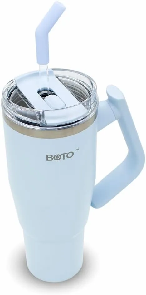 BOTO Tumbler with Handle and Straw | 100% Leak Proof Tumbler, 180° Rotatable Handle, Includes 2 Lids | Water Bottle with Straw, Insulated Tumblers, Stainless Steel
