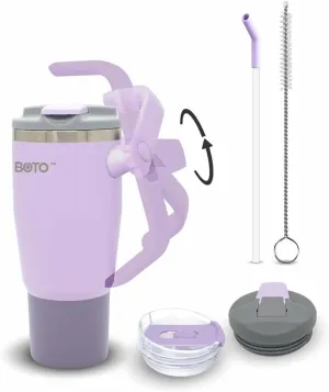 BOTO Tumbler with Handle and Straw | 100% Leak Proof Tumbler, 180° Rotatable Handle, Includes 2 Lids | Water Bottle with Straw, Insulated Tumblers, Stainless Steel