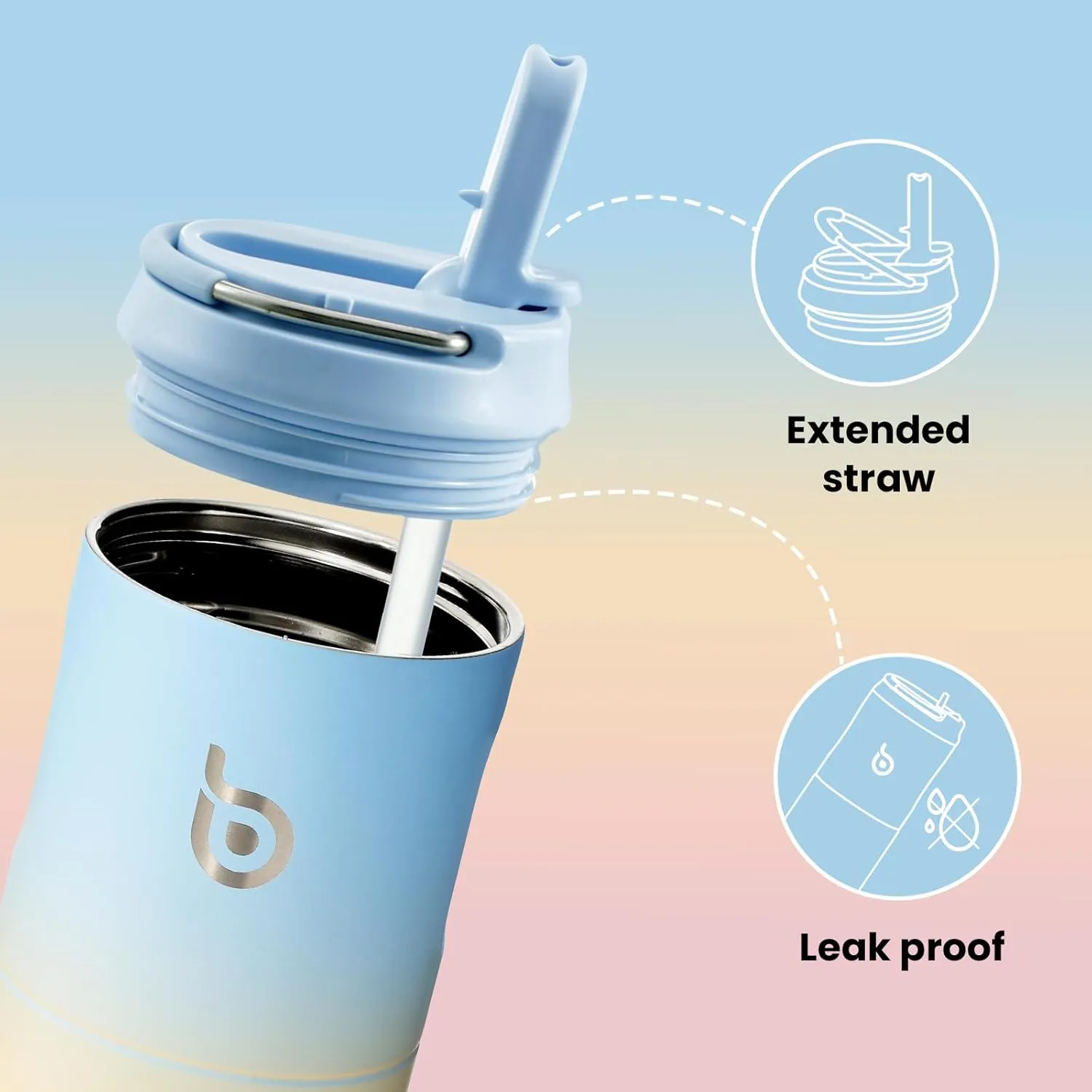 BOTTLE BOTTLE Insulated Water Bottle 24oz with Straw Lid and Handle for Sports Travel Gym Stainless Steel Water Bottles Double-Wall Vacuum Metal Leak Proof BPA-Free