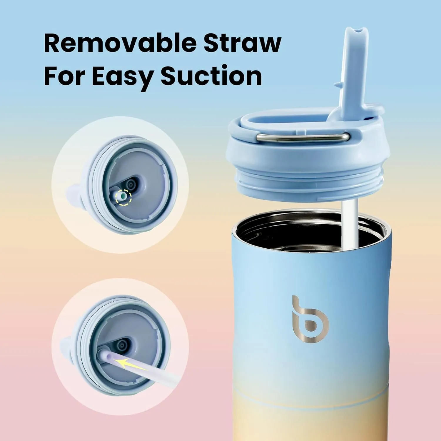 BOTTLE BOTTLE Insulated Water Bottle 24oz with Straw Lid and Handle for Sports Travel Gym Stainless Steel Water Bottles Double-Wall Vacuum Metal Leak Proof BPA-Free
