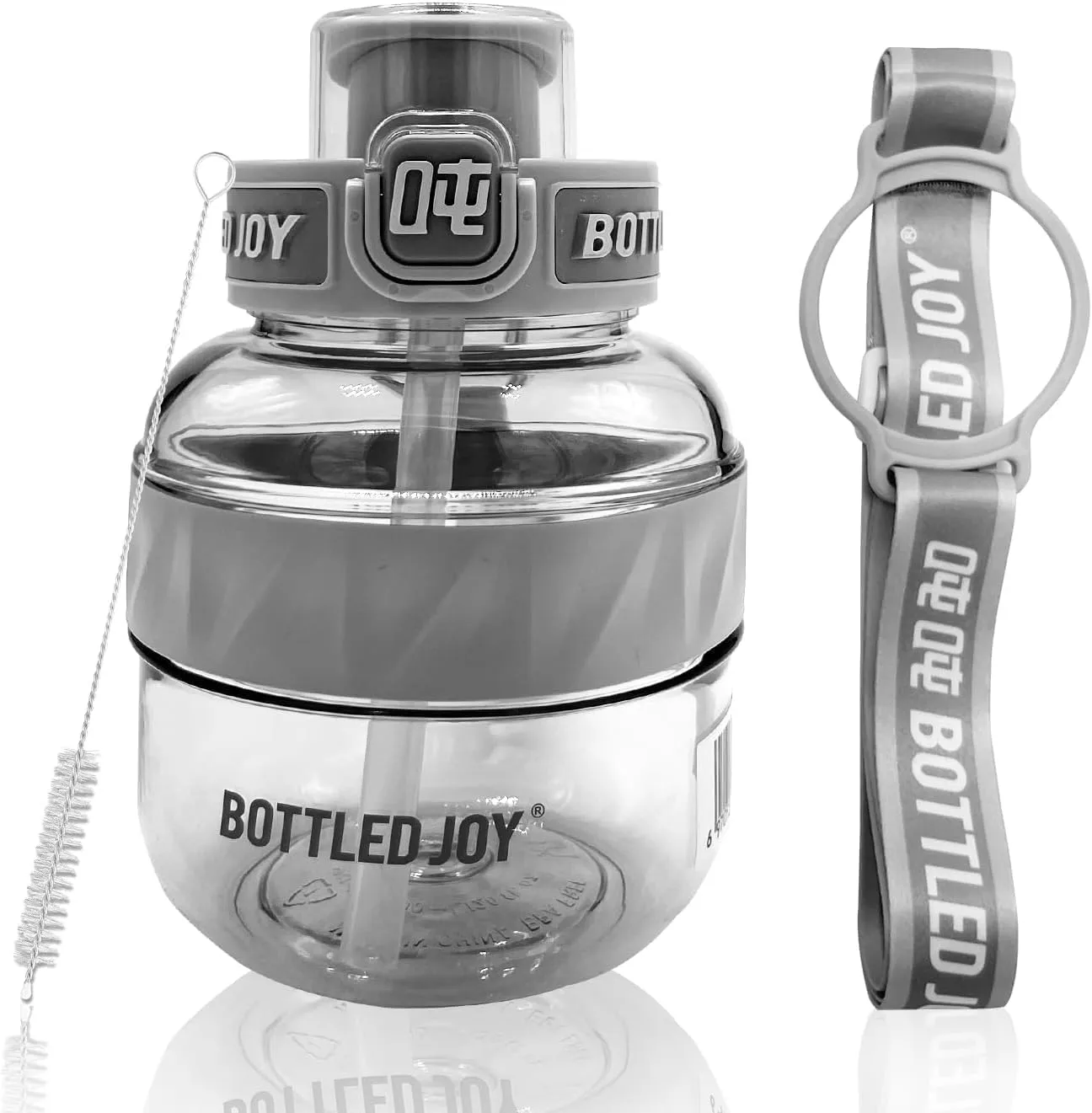 Bottled Joy 16 Oz Sports Water Bottle, Water Bottle Flip-top Lid and Handle Strap, Water Bottle with Straw, Leakproof BPA Free Sports Water Bottle for Outdoor Indoor Sports Gift (Grey)