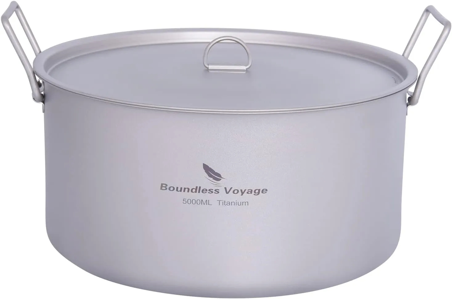 Boundless Voyage Outdoor Camping Titanium Pot 5.0L Stockpot with Lid Folding Handle Hiking Picnic Portable Big Capacity Soup Pot Home Kitchen
