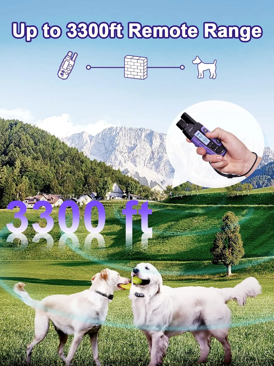 BOUSNIC Dog Shock Collar 2 Dogs (5-120Lbs) - 3300 ft Waterproof Training Collar for Dogs Large Medium Small with Rechargeable Remote, Beep (1-8) Vibration (1-16) and Humane Shock (1-99) Modes
