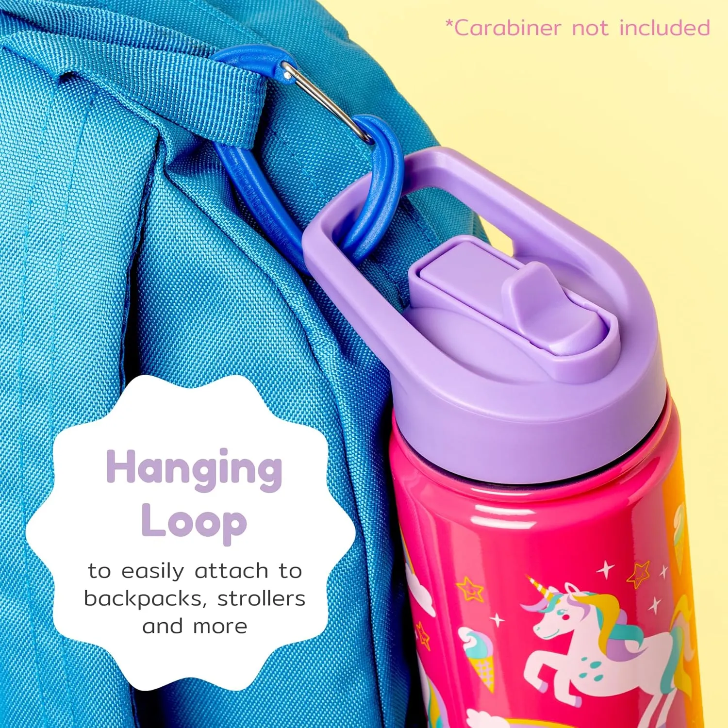 BOZ Kids Insulated Dino Water Bottle with Straw Lid - Two-Pack Bundle, Unicorn and Mermaid Vacuum Double Wall Water Cup, Toddler Stainless Steel Water Bottle, Scratch-resistant 14 oz (414ml)