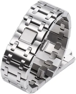 Brand Bracelet, 28mm Stainless Steel Watch Band for Audemars and Piguet Bracelet, Royal Oak Watch Band for 15710 15703 (Color : Silver, Size : 28mm AP Mark)(,)