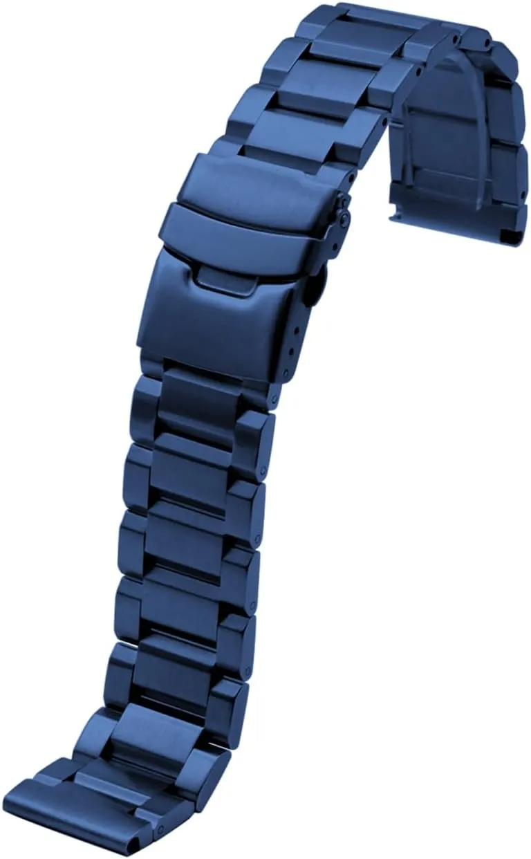 Brush Matte Finish Metal Watch Band Stainless Steel Bracelet Straps 18mm/20mm/22mm/24mm Double Buckle Black or Silver,Gold
