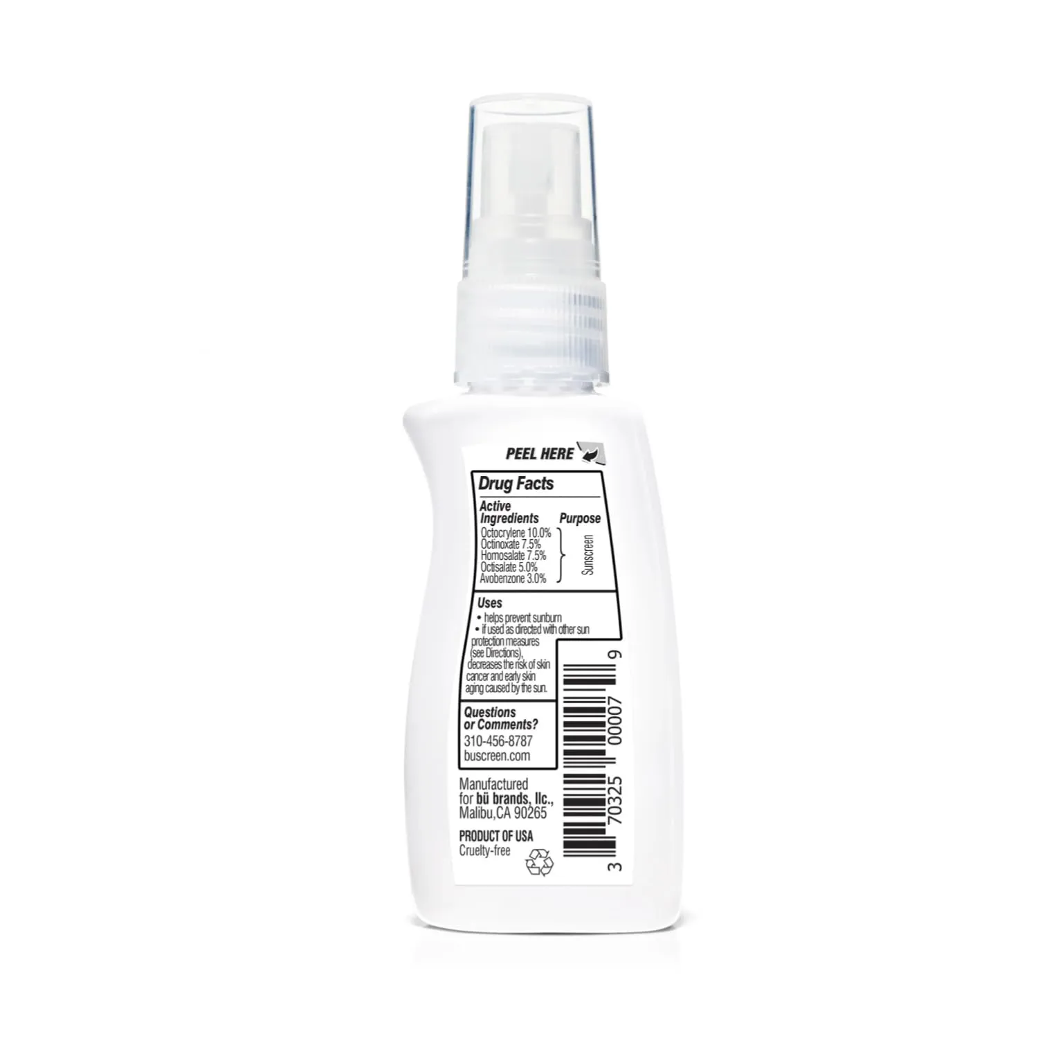 bu SPF 50 Sunscreen Spray - Nature's Sun Block. Biodegradable. Water Resistant. TSA Approved. Vegan. Alcohol & Cruelty Free | Fragrance Free Kids - 1 oz (3 Pack)