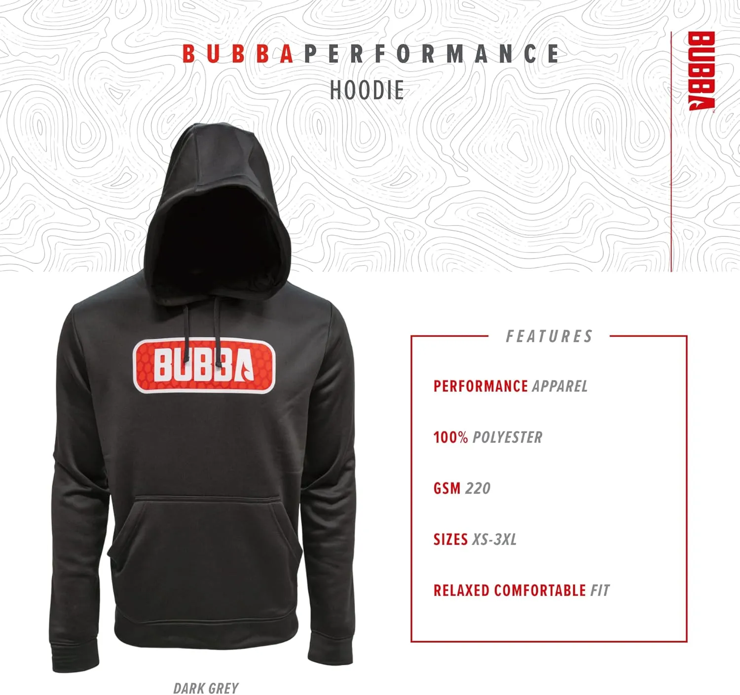 BUBBA Performance Fishing Hoodie with Moisture Repellent - UPF 50  Sun Protection - Moisture Wicking - Fishing, Hiking