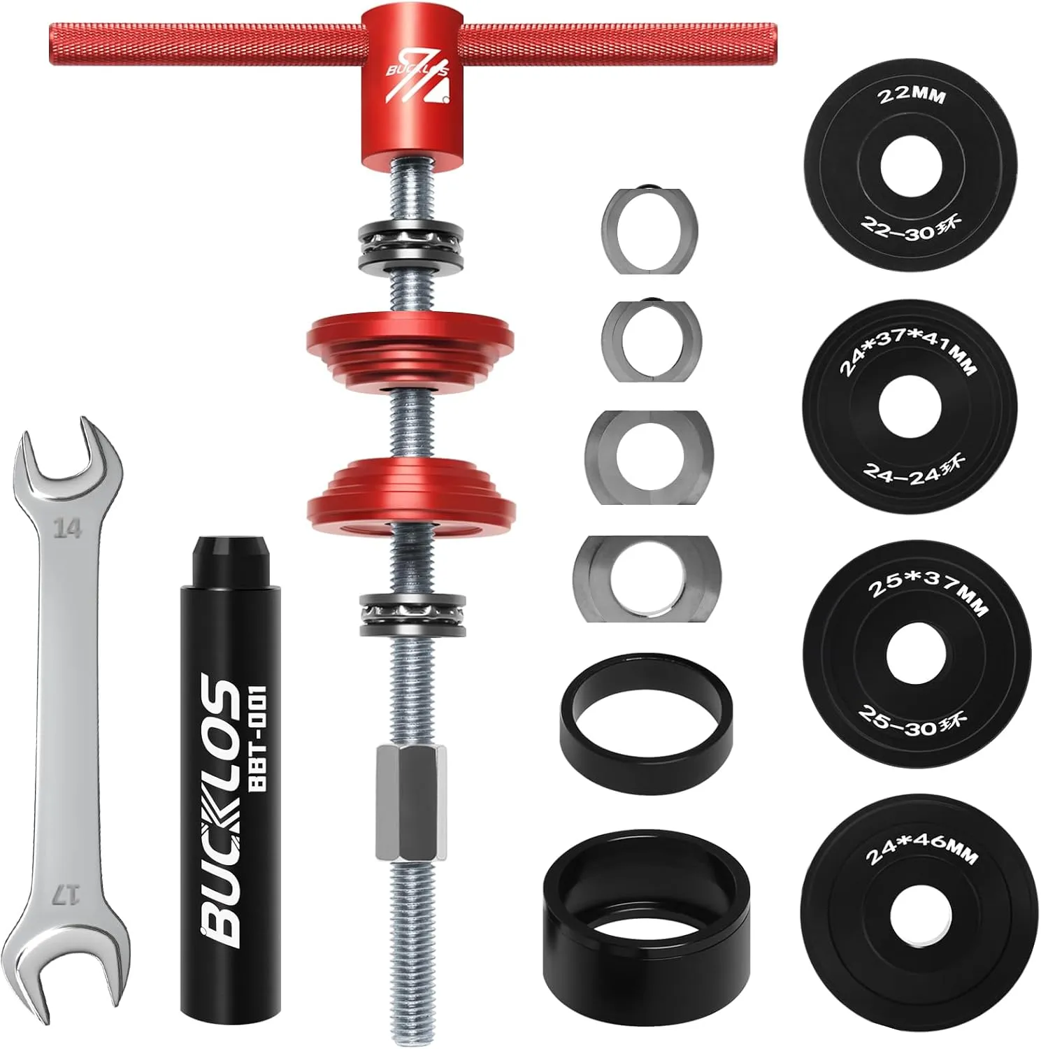 BUCKLOS Bike Headset Press-in Tool, Bottom Bracket Install Removal Tool Kit, Bearing Press Tool, Bicycle Repair Accessories Suitable for BB73 BB86 BB30 BB91 BB92 PF30