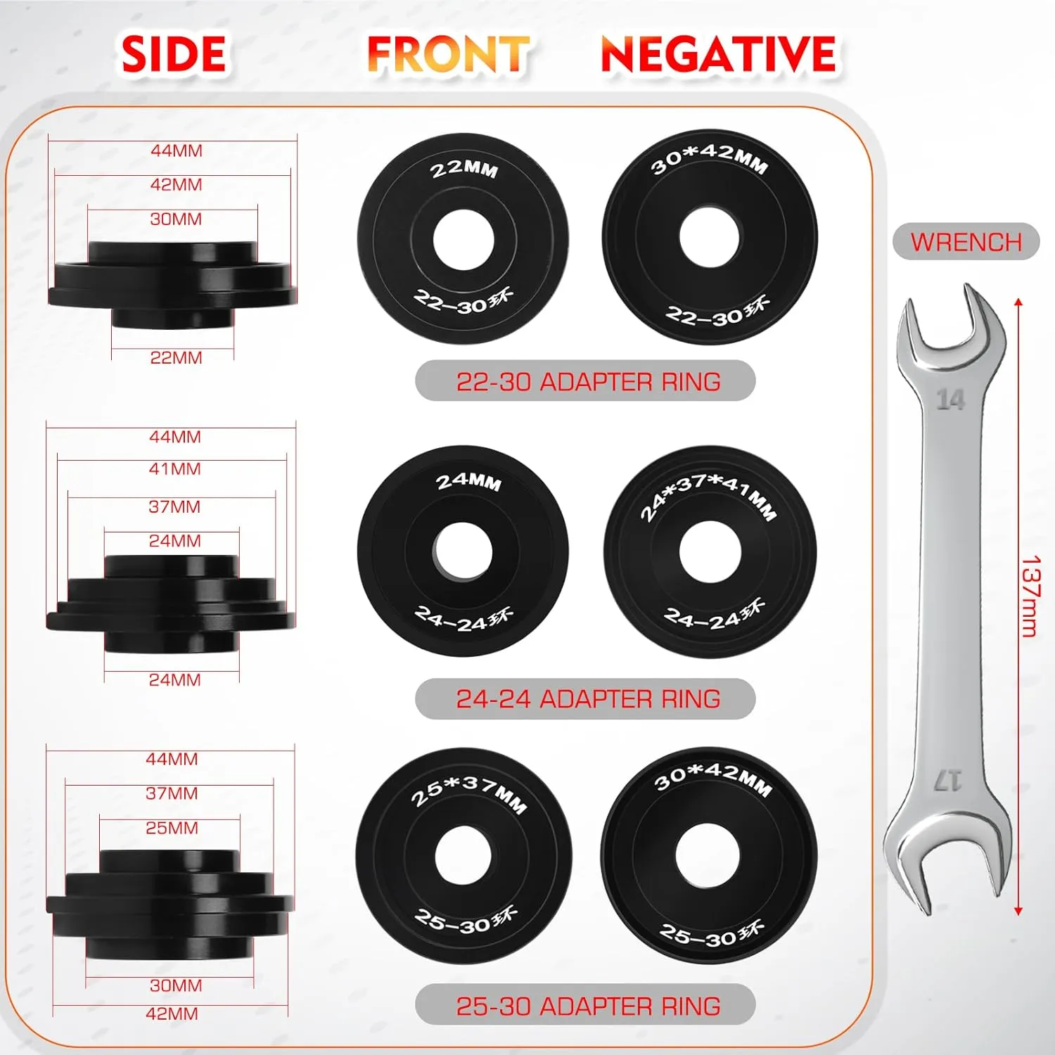 BUCKLOS Bike Headset Press-in Tool, Bottom Bracket Install Removal Tool Kit, Bearing Press Tool, Bicycle Repair Accessories Suitable for BB73 BB86 BB30 BB91 BB92 PF30