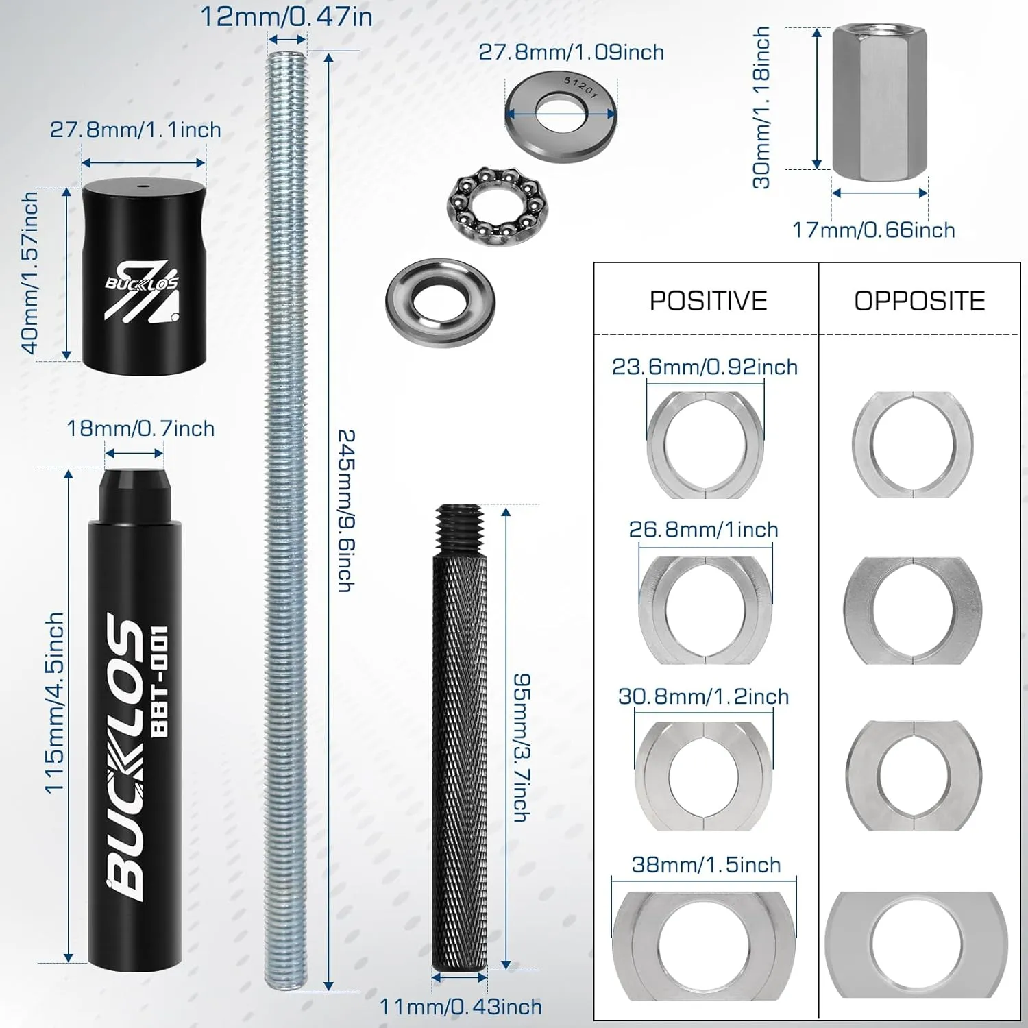 BUCKLOS Bike Headset Press-in Tool, Bottom Bracket Install Removal Tool Kit, Bearing Press Tool, Bicycle Repair Accessories Suitable for BB73 BB86 BB30 BB91 BB92 PF30
