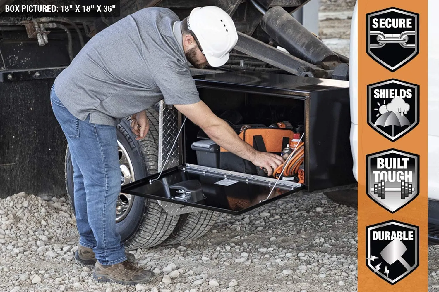 Buyers Products 1703310 Black Steel Underbody Truck Box, 15 x 10 x 15 Inch, Made In the USA, 14 Ga Black Steel Trailer/Truck Bed Tool Box, Weather-Resistant, Locking T-Latch