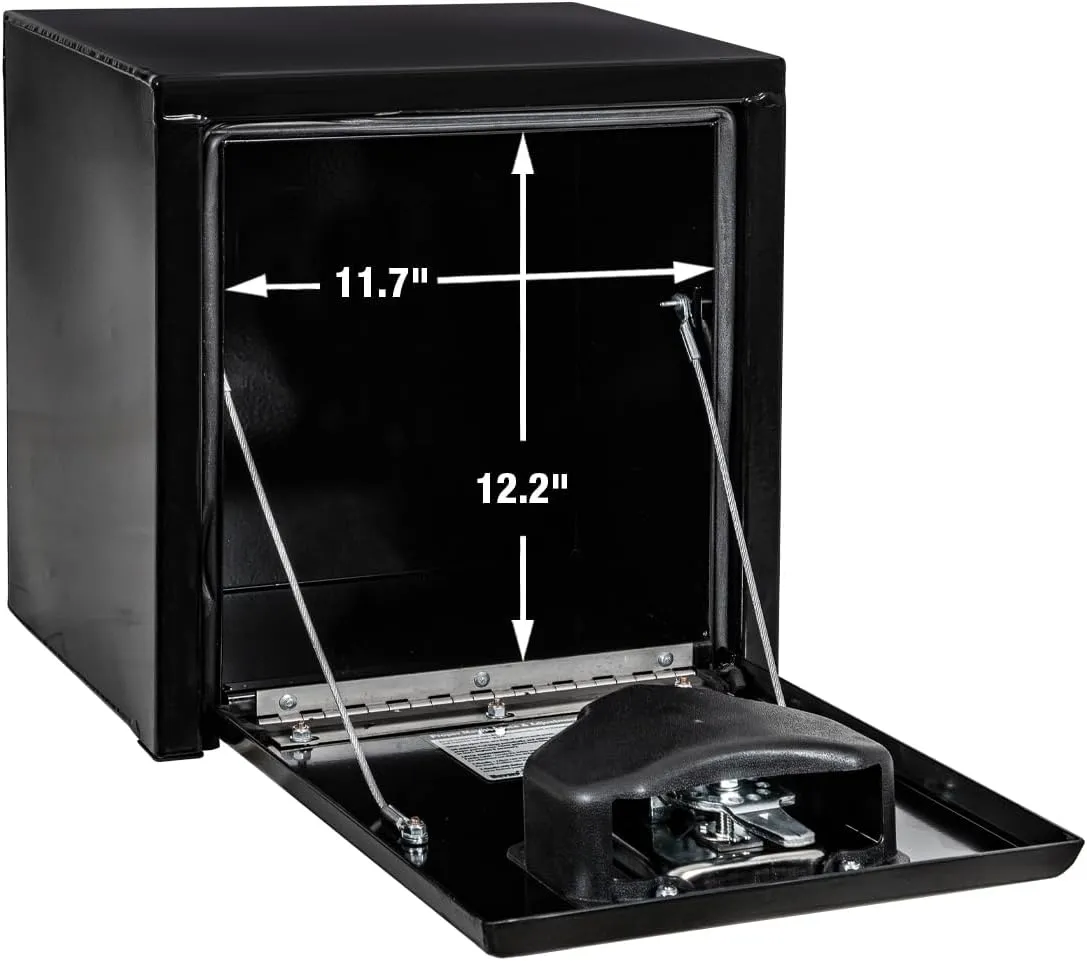 Buyers Products 1703310 Black Steel Underbody Truck Box, 15 x 10 x 15 Inch, Made In the USA, 14 Ga Black Steel Trailer/Truck Bed Tool Box, Weather-Resistant, Locking T-Latch